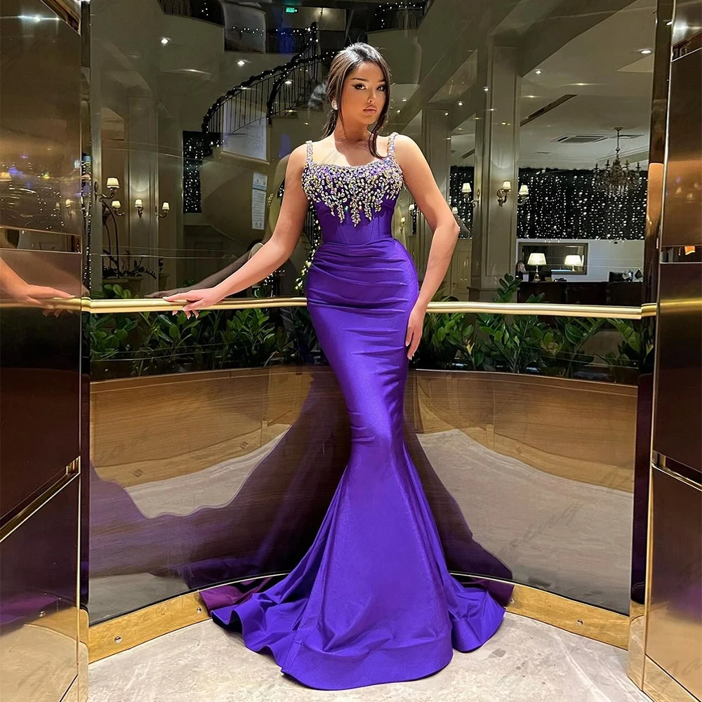 

Fashion Sexy Mermaid Sweetheart Evening Dresses Beautiful Off Shoulder Sleeveless Luxurious Sparkling Beading New Prom Gowns