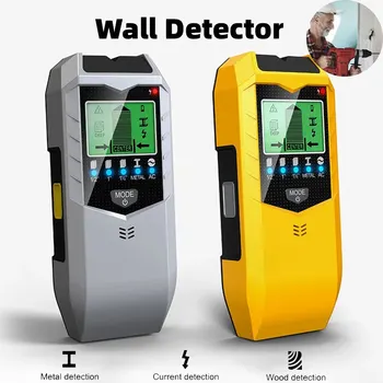 SH402 벽 스터드 탐색 센서 벽 스캐너 5 in 1 LCD 전자 감지기 가장자리 중앙 목재 전류 금속 AC 활선 감지