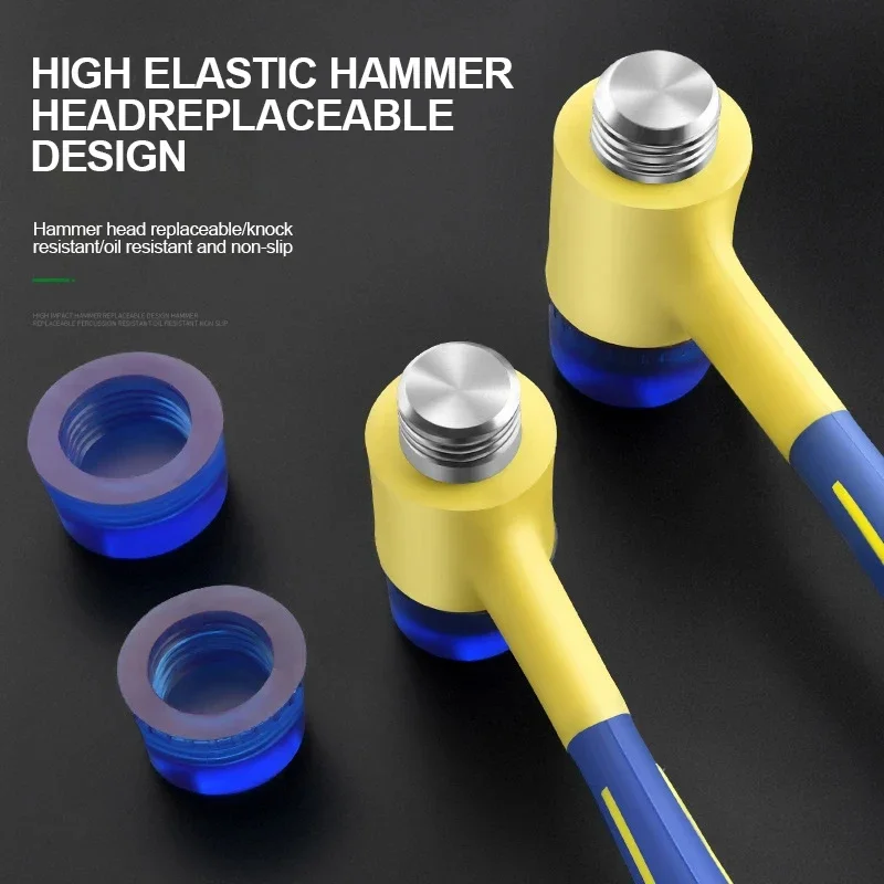 Rubber Hammer 25/35/45mm Double Head Multifunctional Double Face Soft Touch Hammer Plastic Coated Grip DIY Hand Tool rubber hammer