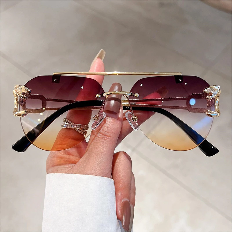 2023 Sunglasses Women Luxury Rimless Vintage Fashion Glasses - Main Image