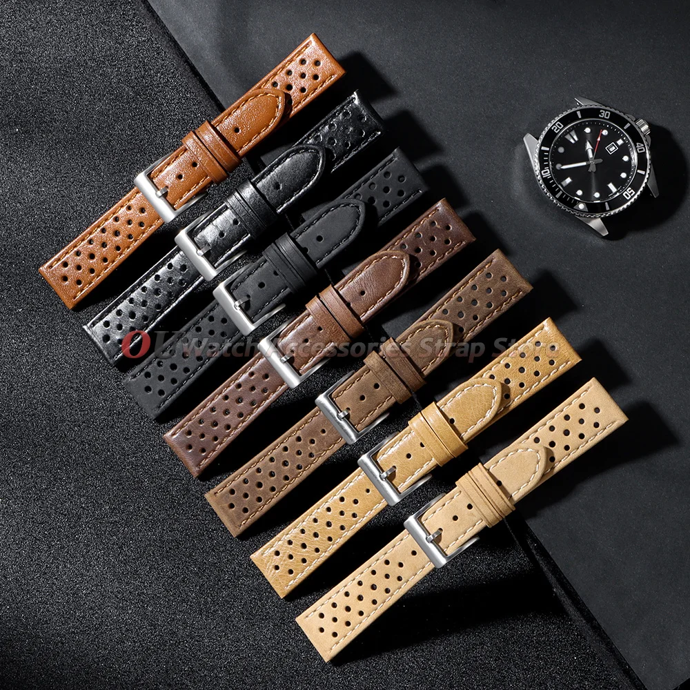 Vintage Genuine Leather Watch Band - Breathable Sport Strap Bracelet Accessory