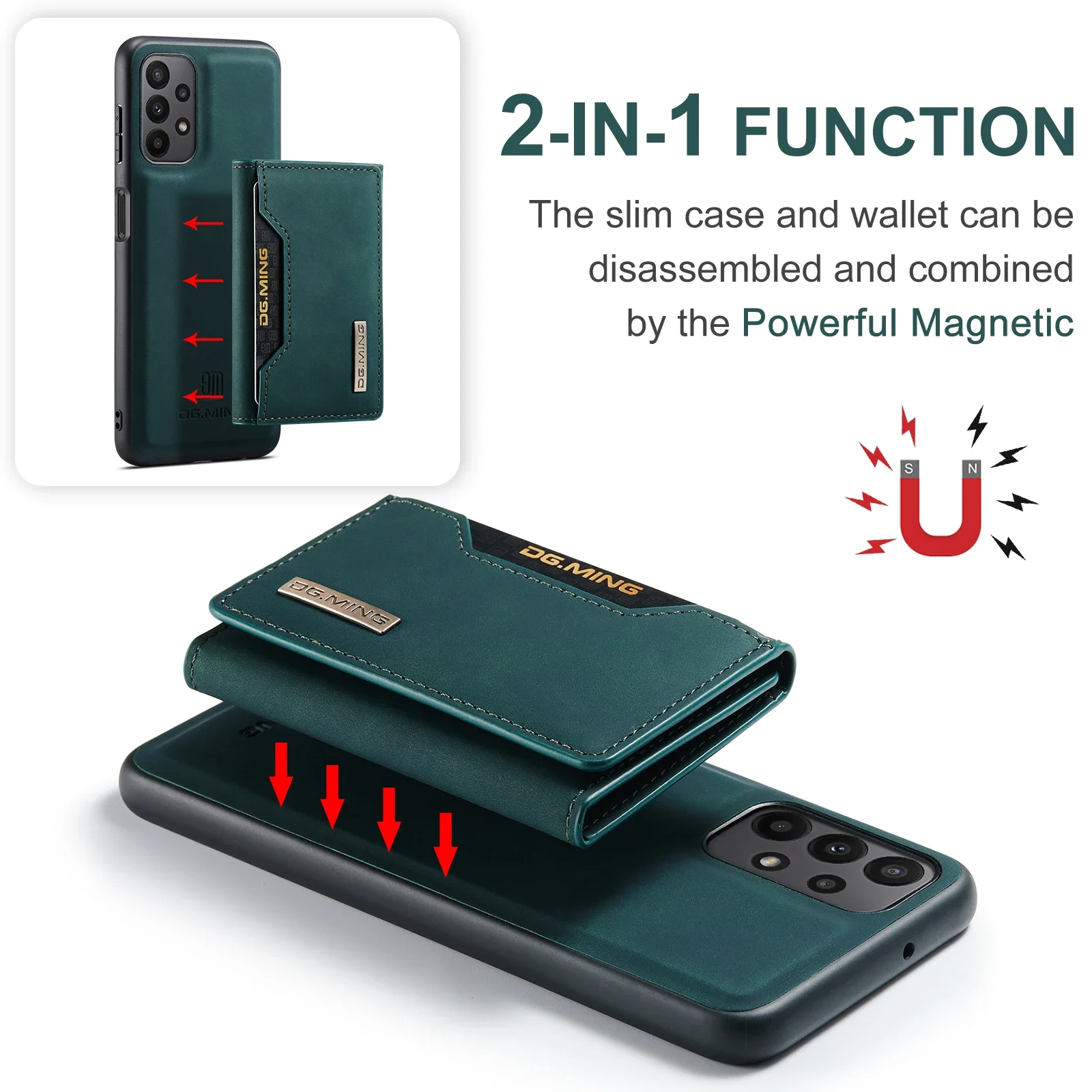 2-in-1 Magnetic Detachable Leather Wallet Phone Case