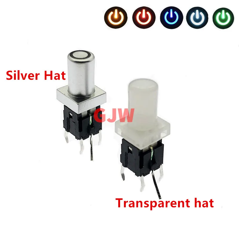 Interruptores de Botão com Luz Led Azul Vermelho Amarelo Luz Verde Tampas de Botão Quadradas Pb6149l 10 Conjuntos