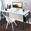 Computer Desk White Writing Table for Small Spaces Home Office 39 Inch Modern Study PC Desk with Storage Bag H 2