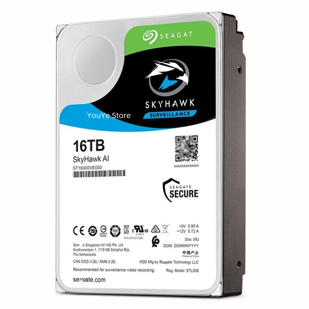 Seagate ST16000VE000 SkyHawk AI 16TB  7200 RPM 3.5 ġ ϵ ̺ HDD, 100% ׽Ʈ Ϸ,  