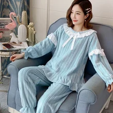 

Autumn and Winter New Coral Fleece Korean Sweet and Cute Simple Fashion Trend Pajamas Plus Velvet Thick Thick Warm Pajamas
