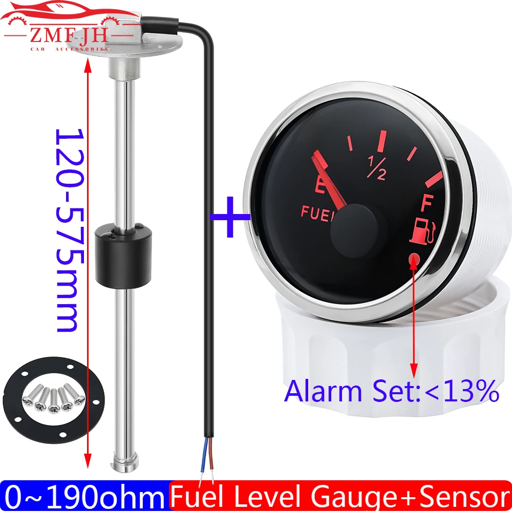 2" 52mm Fuel Level Gauge+Fuel Float Level Sensor 0 190 ohm for Boat