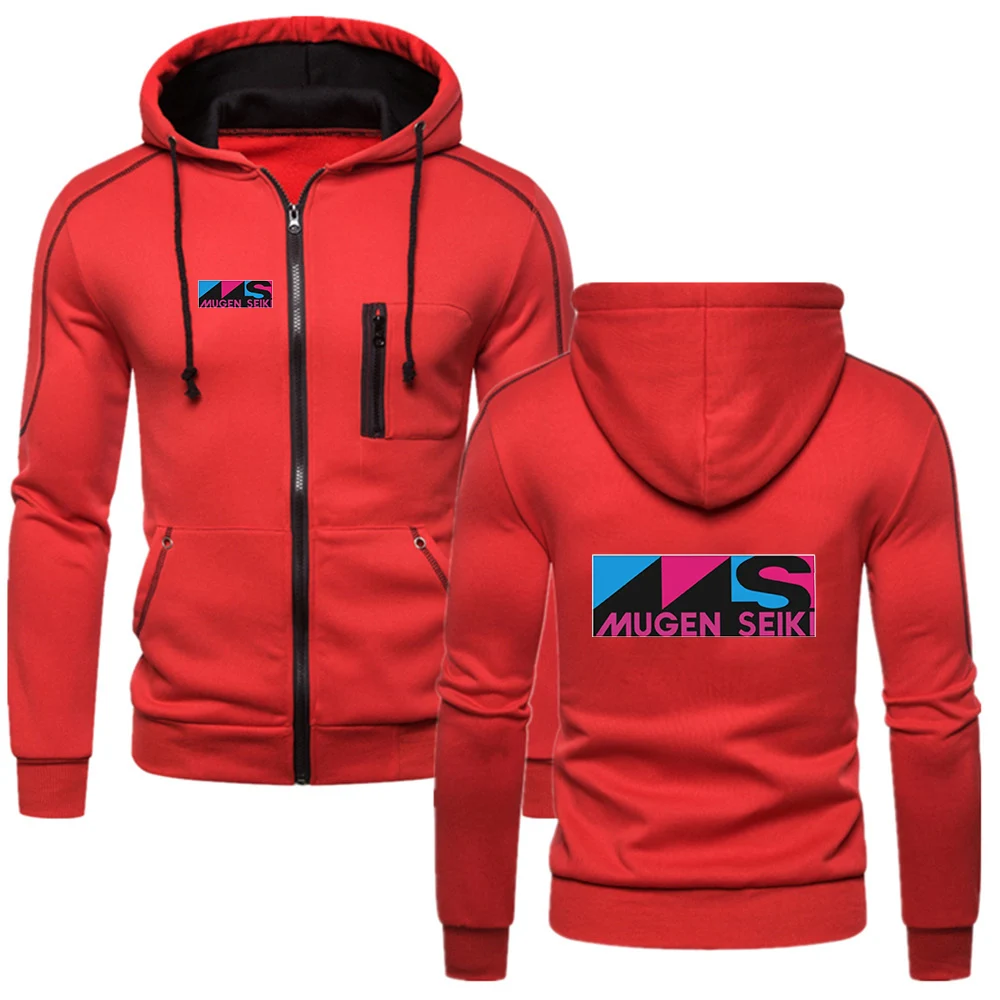 Mens Hooded Jacket Mugen Seiki Men Solid Color Hoodies Spring Autumn Casual Streetwear Hooded Sweatshirts Sports Outdoor Pullovers Loose Tops