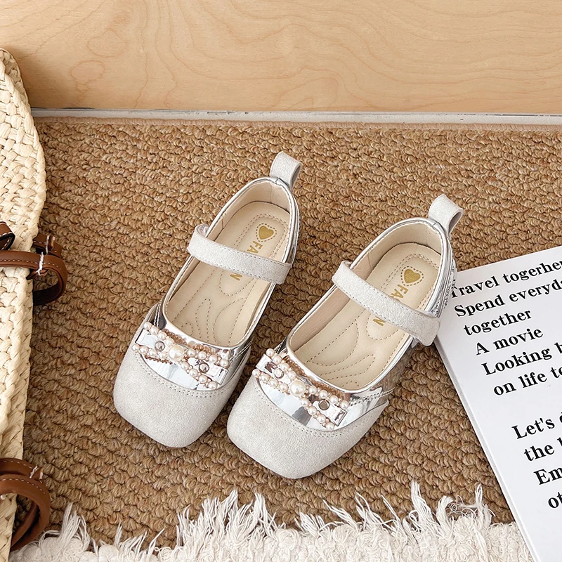 Leather Girls Ankle Strap Shoes for Autumn