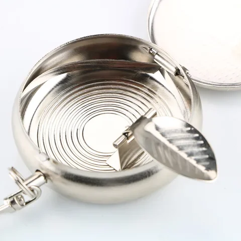 

HILIFE Stainless Steel Ashtray with Key Chain Mini Portable Vehicle Pocket Cigarette Ashtray