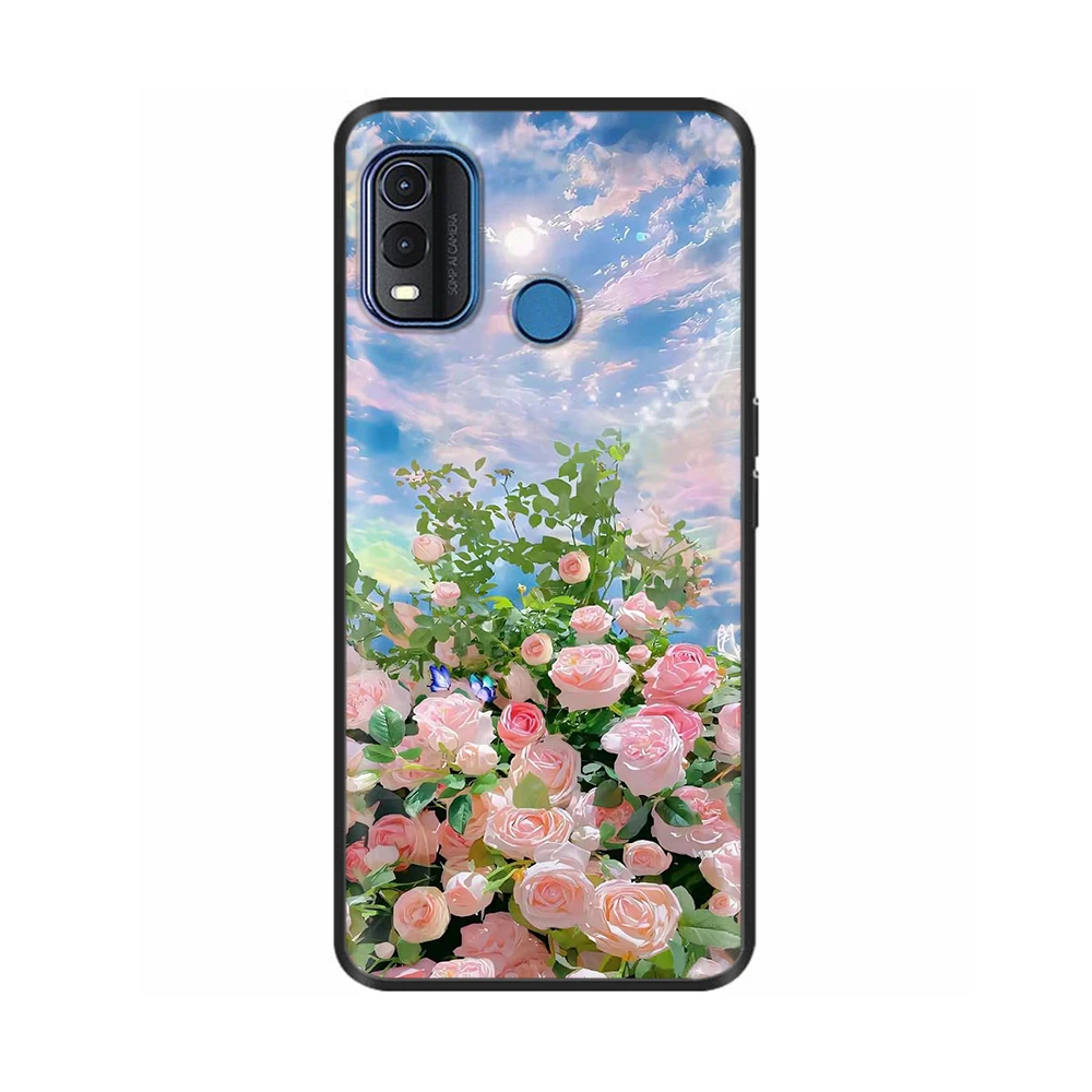 Chic Heart Flower Soft Silicone Phone Case - Black TPU Protective Bumper Cover