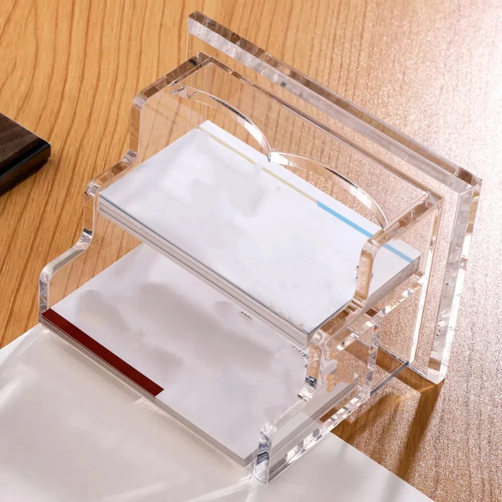투명 아크릴 명함 홀더 아크릴 우아한 명함 디스플레이 스탠드 대용량 두꺼운 정리함 보관 랙