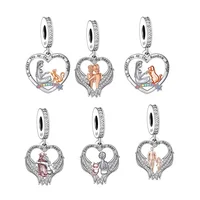 Fit Original Pan Charm Bracelet 925 Silver Rainbow Bridge Angel Wings Father Mother Cat Dog Bead For Making Memorial Berloque 1