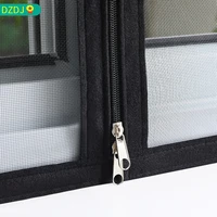 Black, Customized size，Window mesh with zipper Self-adhesive zipper,mosquito nets for windows anti mosquito window door curtain - Image 3