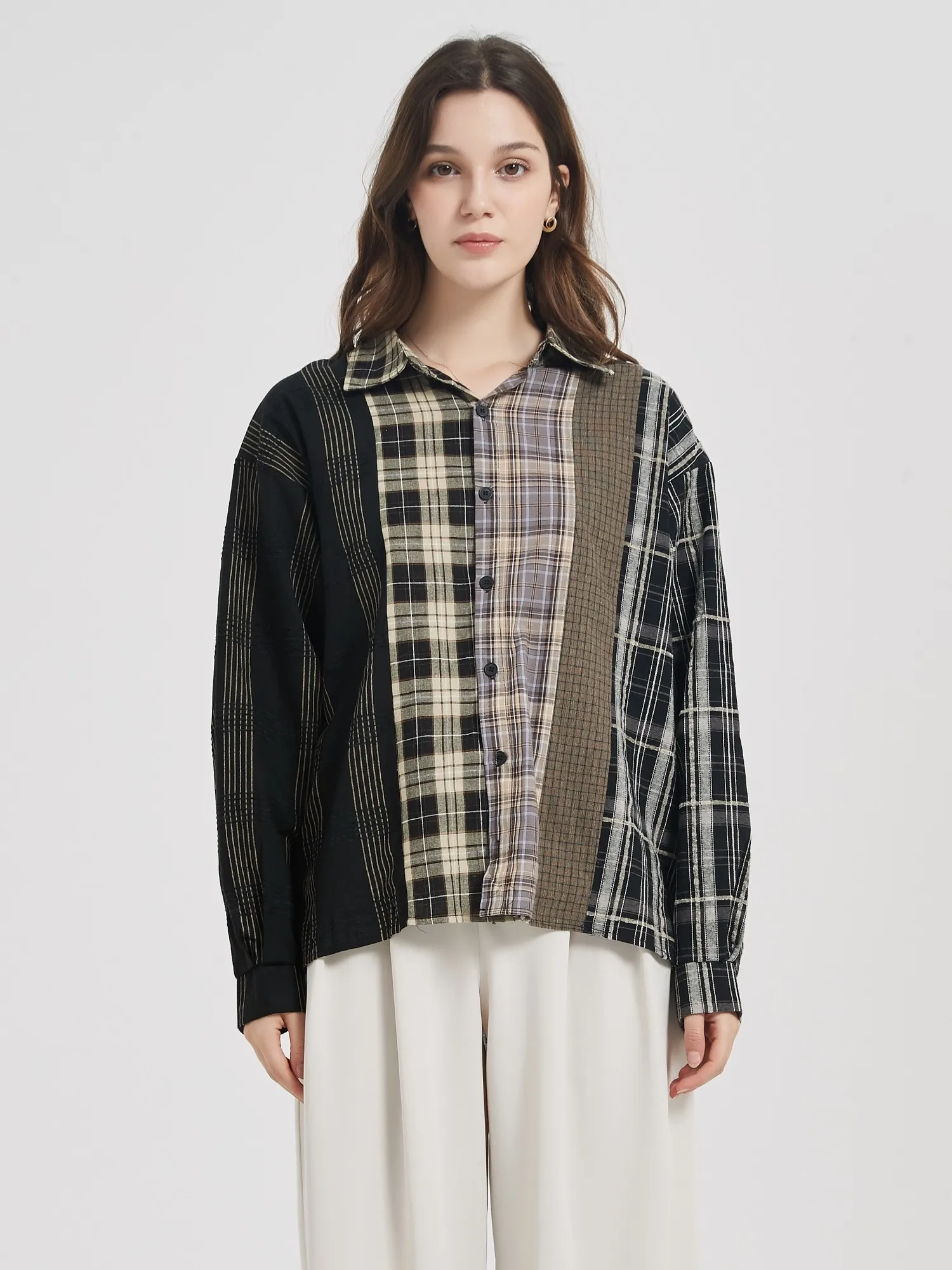 

Рубашка ZHISILAO Женская в клетку, уличная одежда в стиле хип-хоп, хлопковая Повседневная Блузка в стиле Харадзюку, на пуговицах, с длинным рукавом, осень 2022