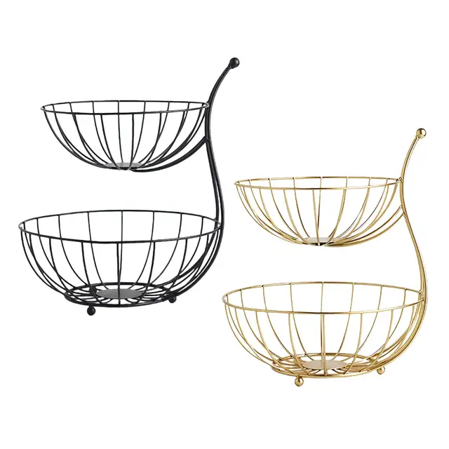 2 Tier Gyümölcskosár Állvány Gyümölcsszervező Helymegtakarítók A Parasztház Konyhájához - Image 5