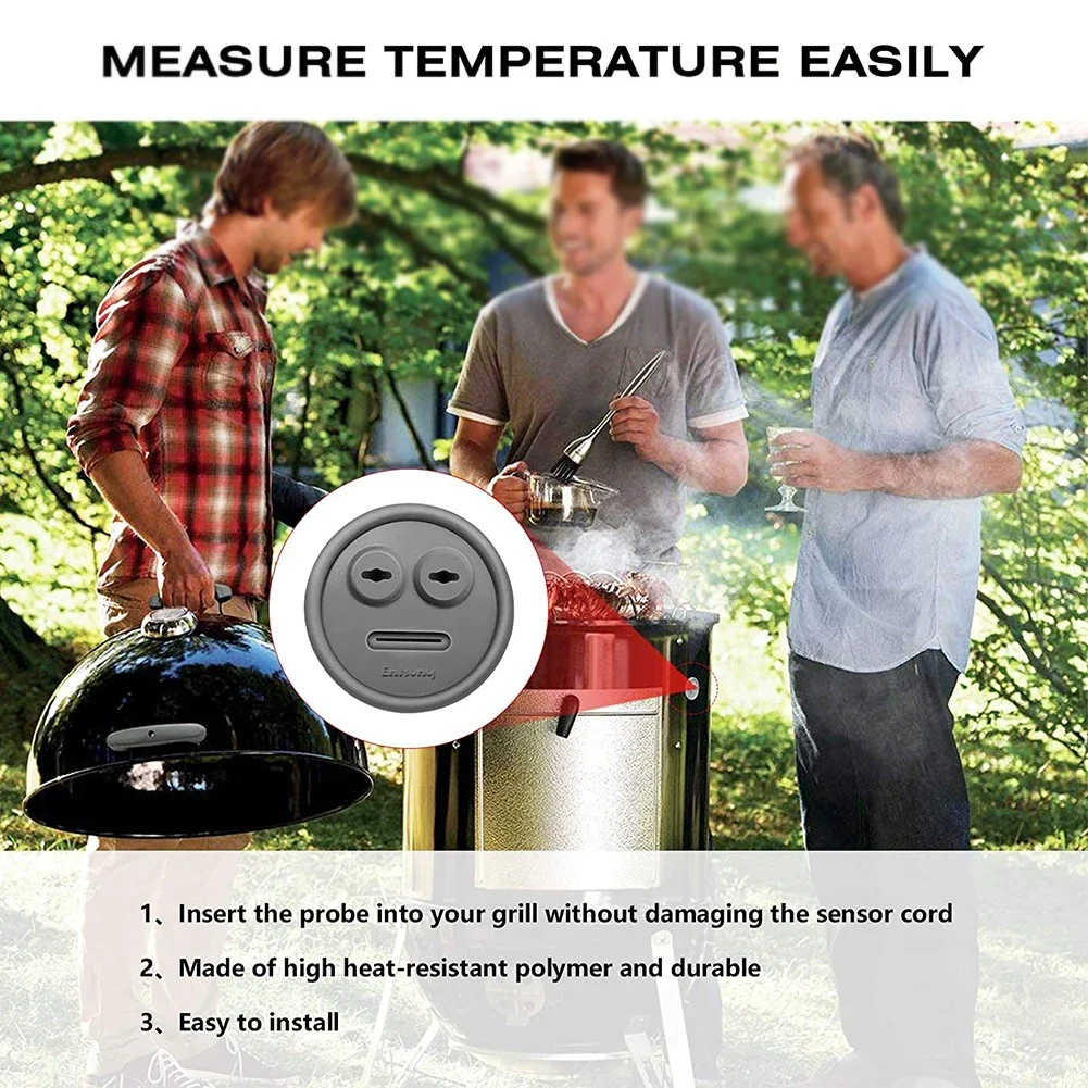 4Pack Thermometer Probe Grommet for BBQ Grill for Weber 85037 Smokey Mountain Grill DIY Sensor Port BBQ Accessories Rubber