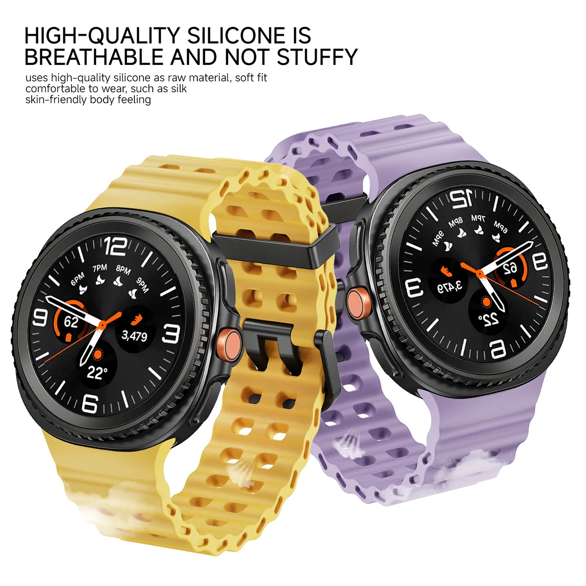 Elastic Silicone Sport Band for Galaxy Watch - Marine Blue Strap