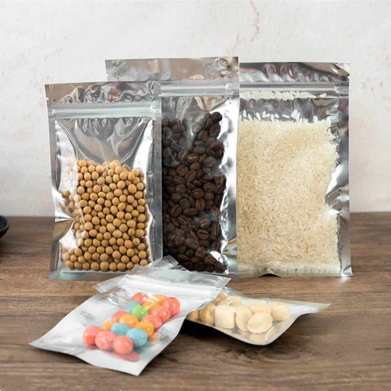

10pcs Aluminium Foil Translucent Zip Lock Packaging Bags Resealable Snack Candy Kitchen Storage Pouches