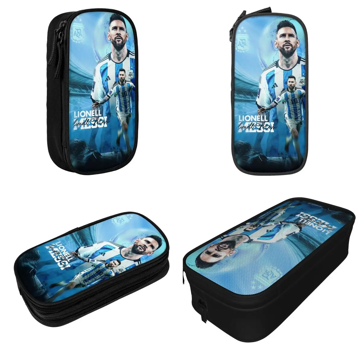 Football Messi Pencil Cases Argentina Soccer Pen Bag Kids Big Capacity Students School Cosmetic Pencil Pouch 2