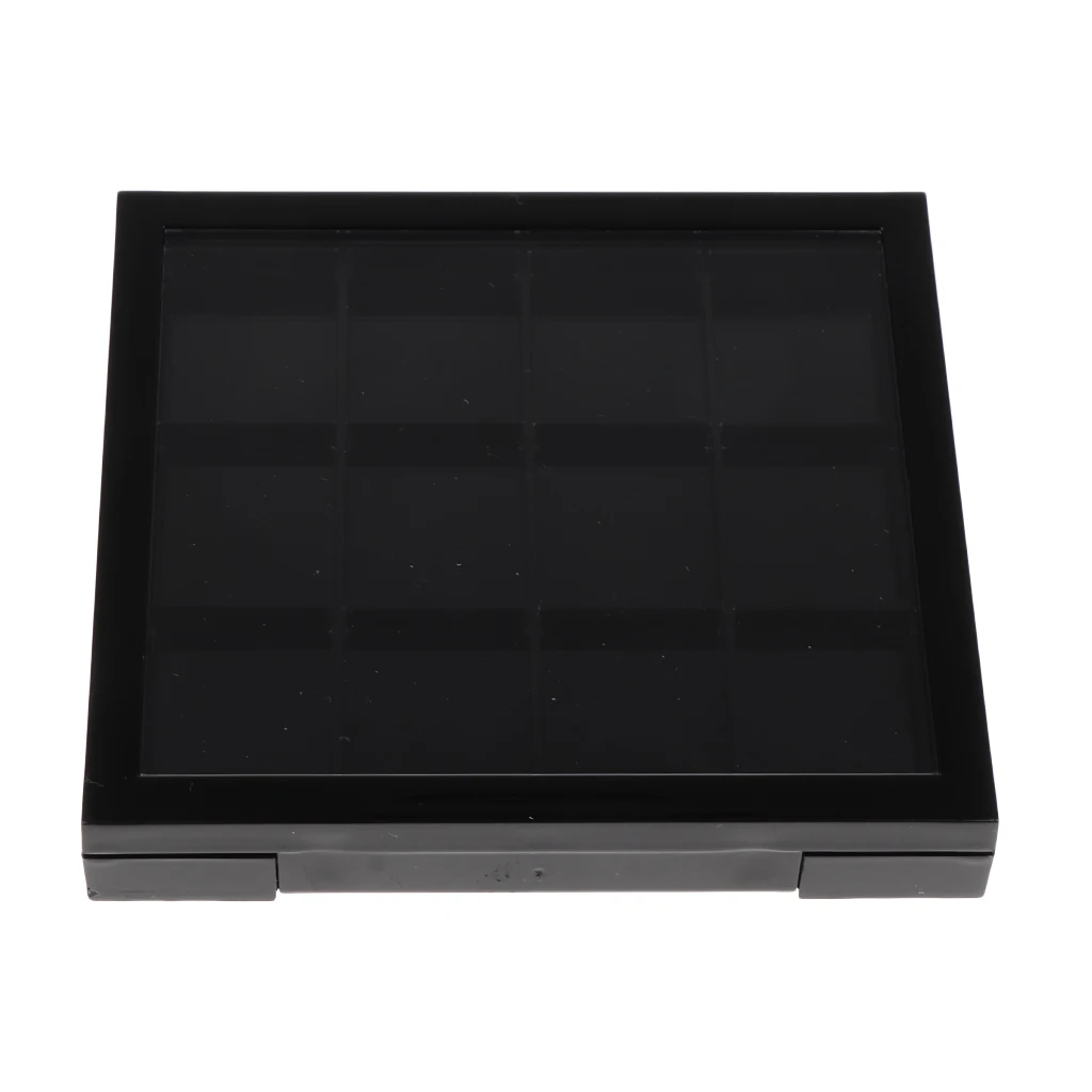 Empty Beauty Small Compact Eye Shadow Loose Storage Case, Black Travel Case with 12 Inner Slots