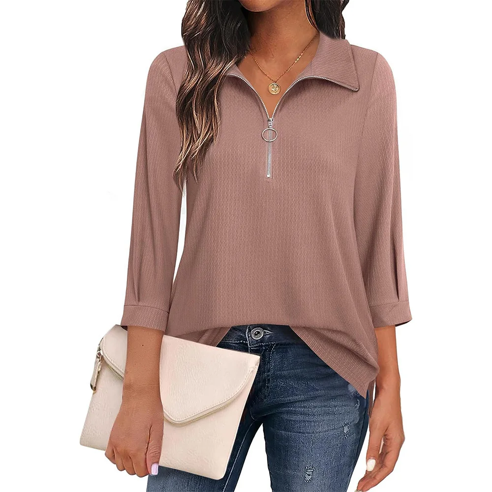 Casual Female Three Quarter Blouse Shirt