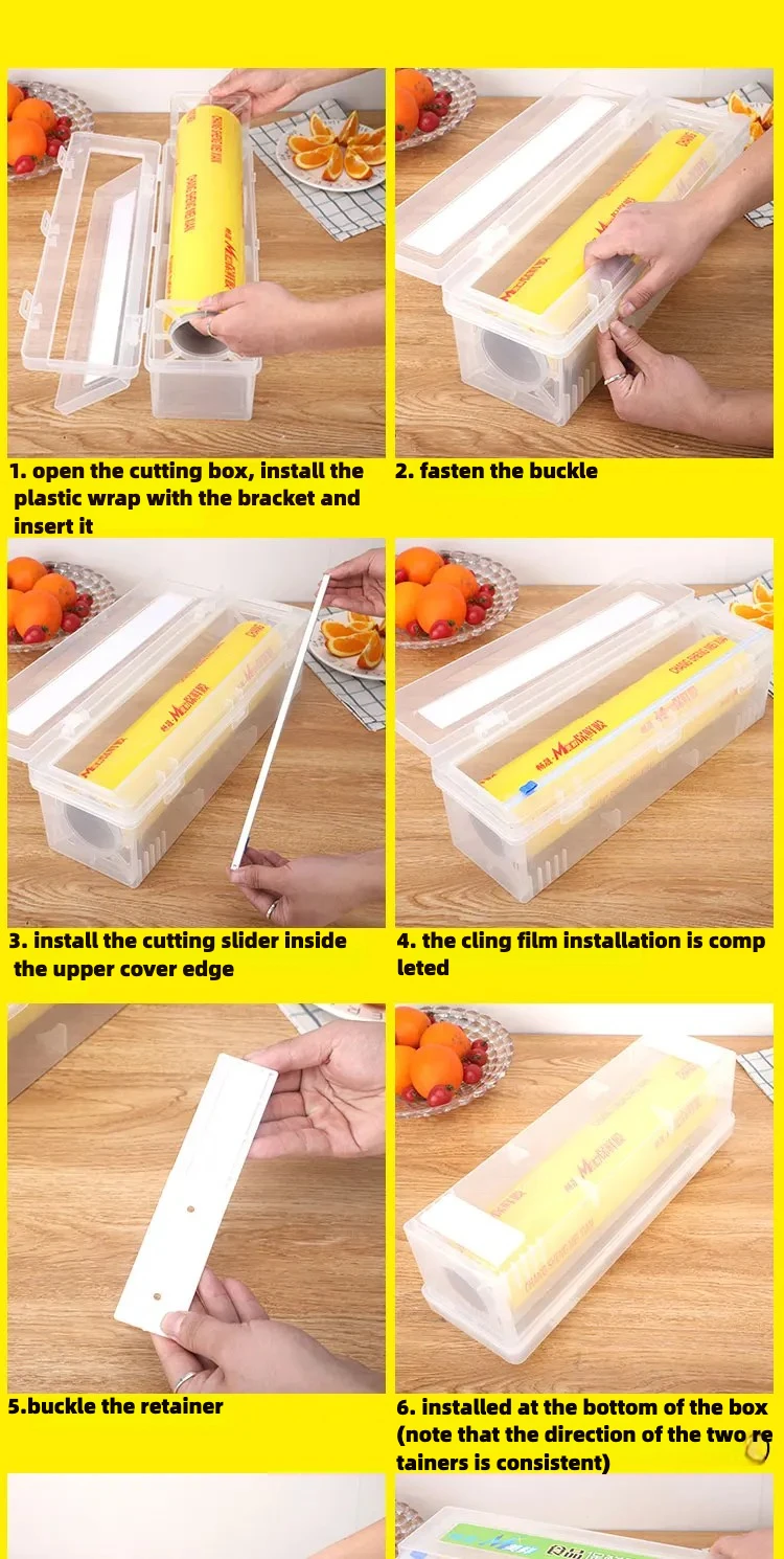 Description Picture 2 of itemProfessional Plastic Kitchen Dispenser Slide Cutter Film Paper Holder Useful Stretch Film Cling Wrap Dispenser Smoothly Cutting
