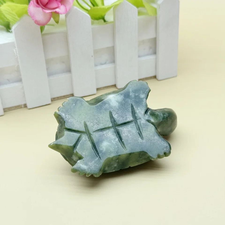 1pc 天然 Xiuyan 翡翠カメ像ヒーリングクリスタル工芸品緑翡翠亀置物
