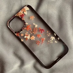 Autumn Maple Leaf Clear Phone Case - Fashionable Yellow Fallen Leaves Design - iPhone 12 Pro (A)