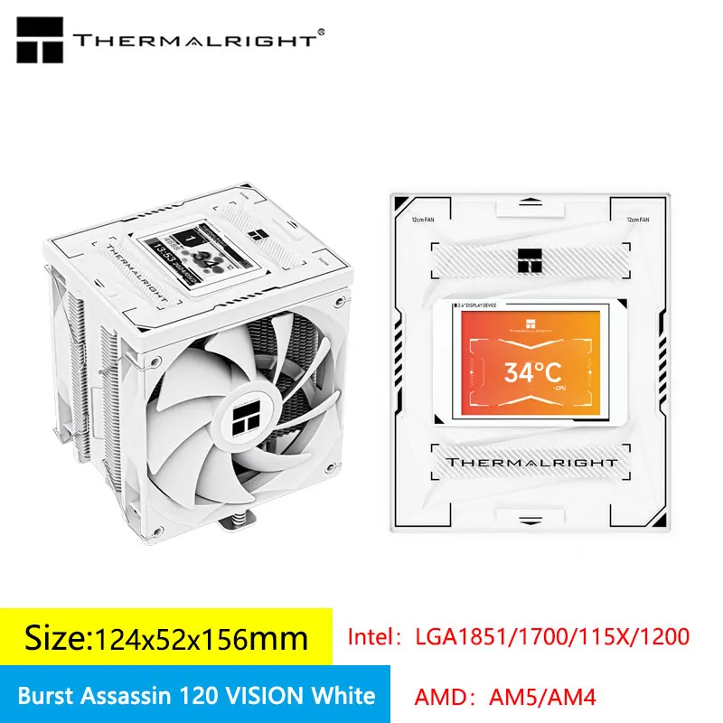 Ventilateur Processeur Thermalright Assassin King 120 SE WHITE ARGB Processeur Refroidisseur D'air 12 Cm Blanc 1 Pièce(s