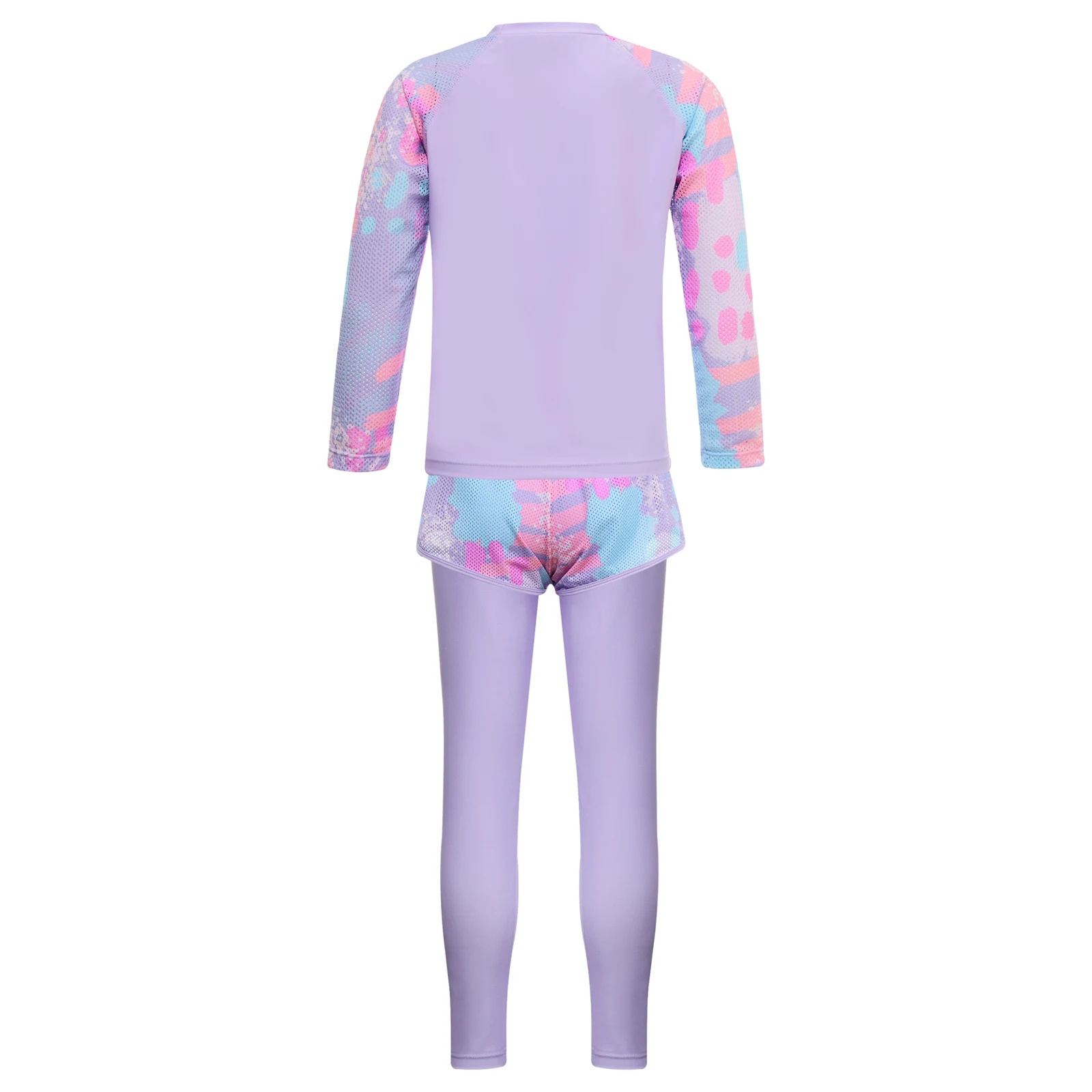 Kids Girls 3Pcs Swimsuit Rash Guard Sunsuit Outfit Long Sleeve Floral Tops Shorts And Legging Sun Protection Pool Swimwear Set