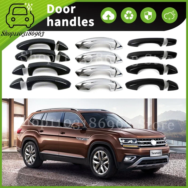 Черная хромированная накладка на дверную ручку автомобиля для Volkswagen Teramont X 2017-2024, аксессуары для стайлинга, автомобильные наклейки, автомобильные аксессуары