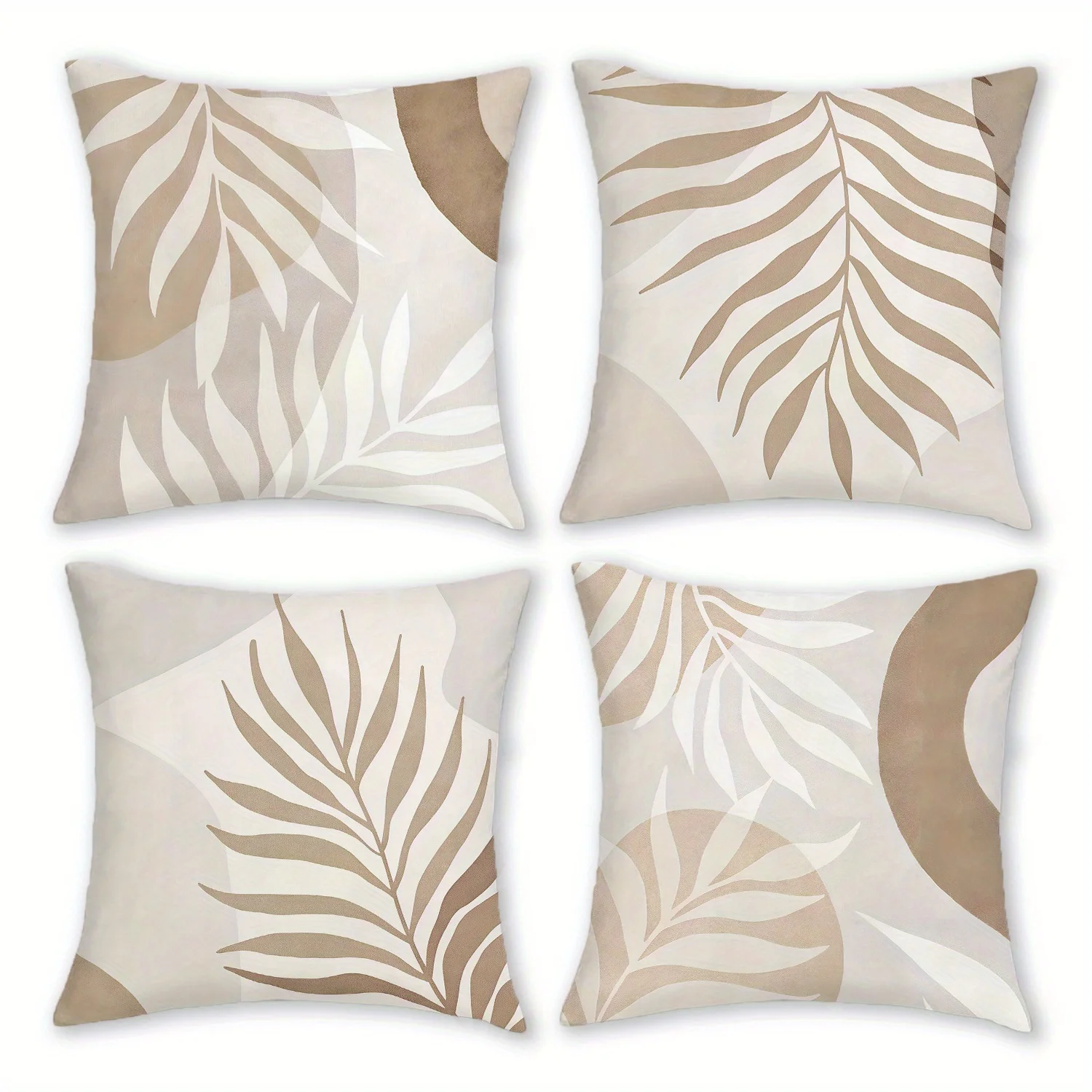 1/4pcs Beige Palm Leaf Patterned Pillowcases Sofa cushion cover home bedroom room decoration 1