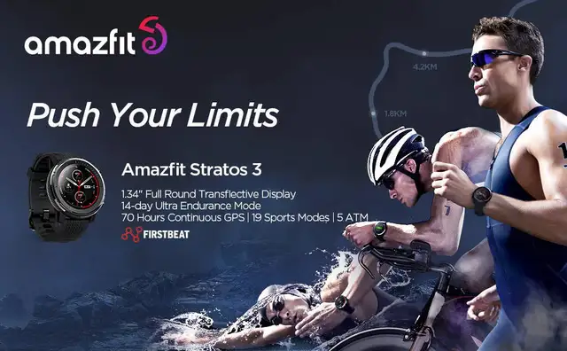 Relógio Smartwatch Amazfit com GPS Stratos 3 - Lemar Magazine