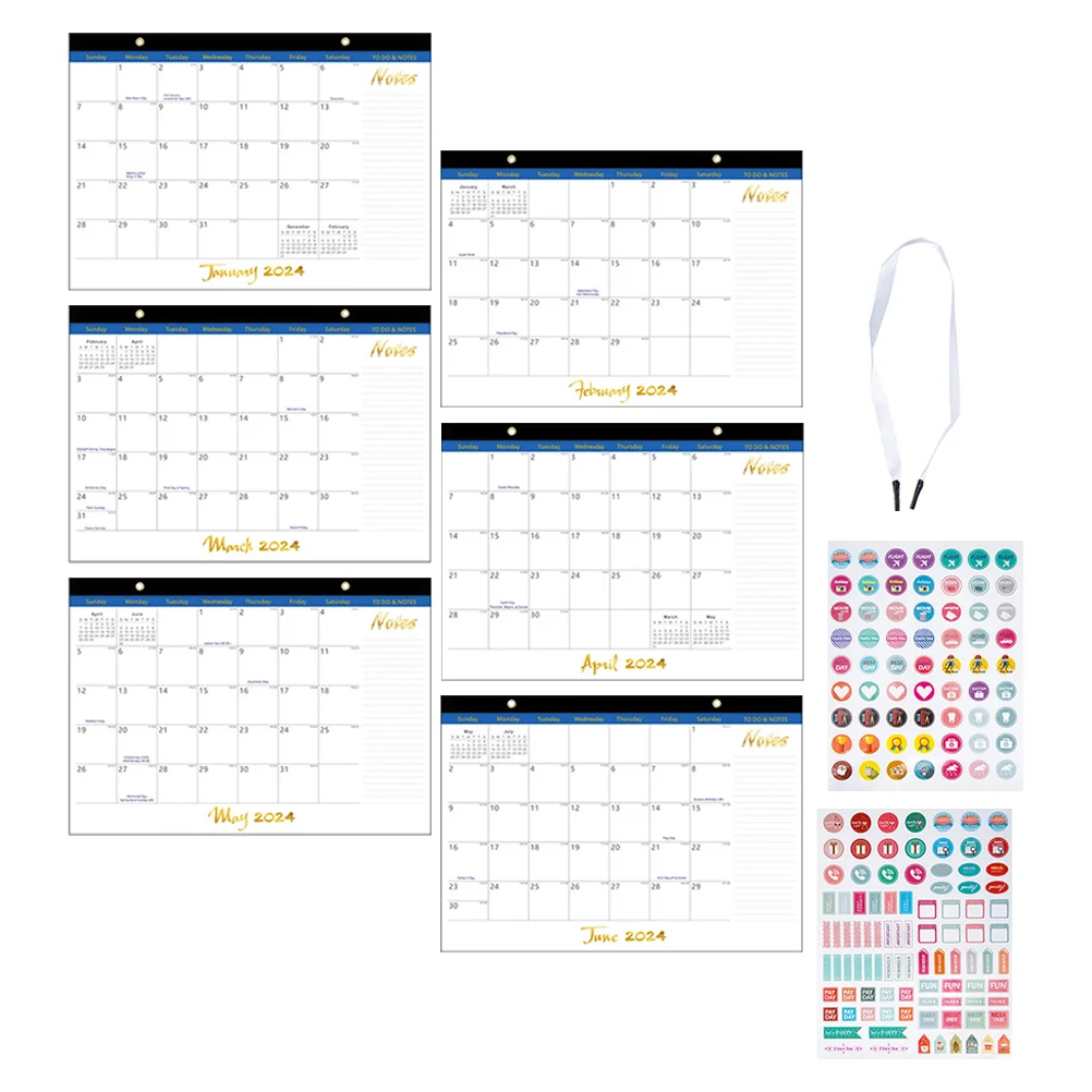 

2024 English Wall Calendar Desk Calendars Small Holiday Hanging Monthly for Home Office Paper Room Dating Sturdy