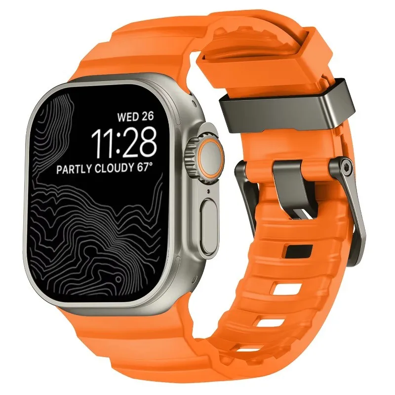 Luminous Sport Silicone & Titanium Metal Watch Band Bracelet