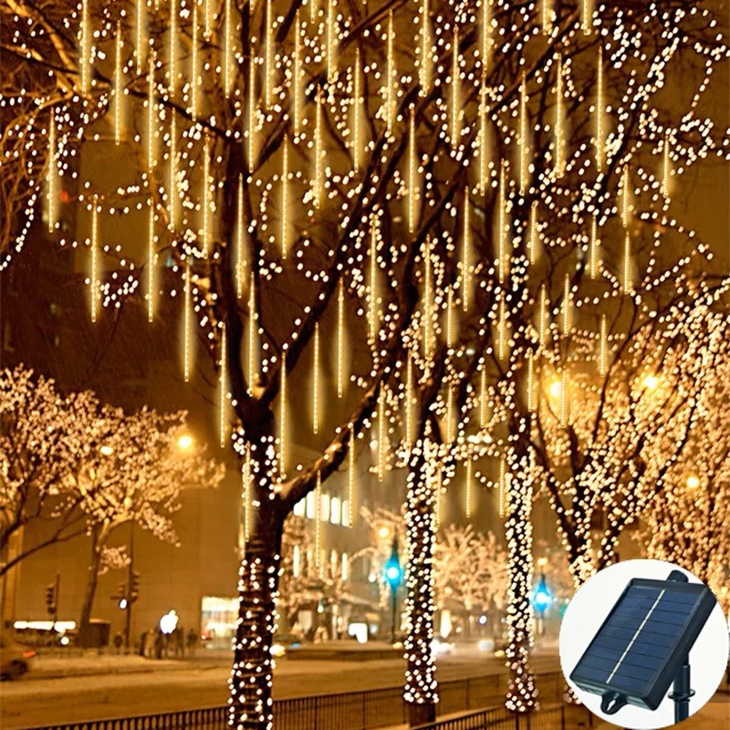 MeteorShowerRainLedStringLightsStreet8TubesFairyGarlands