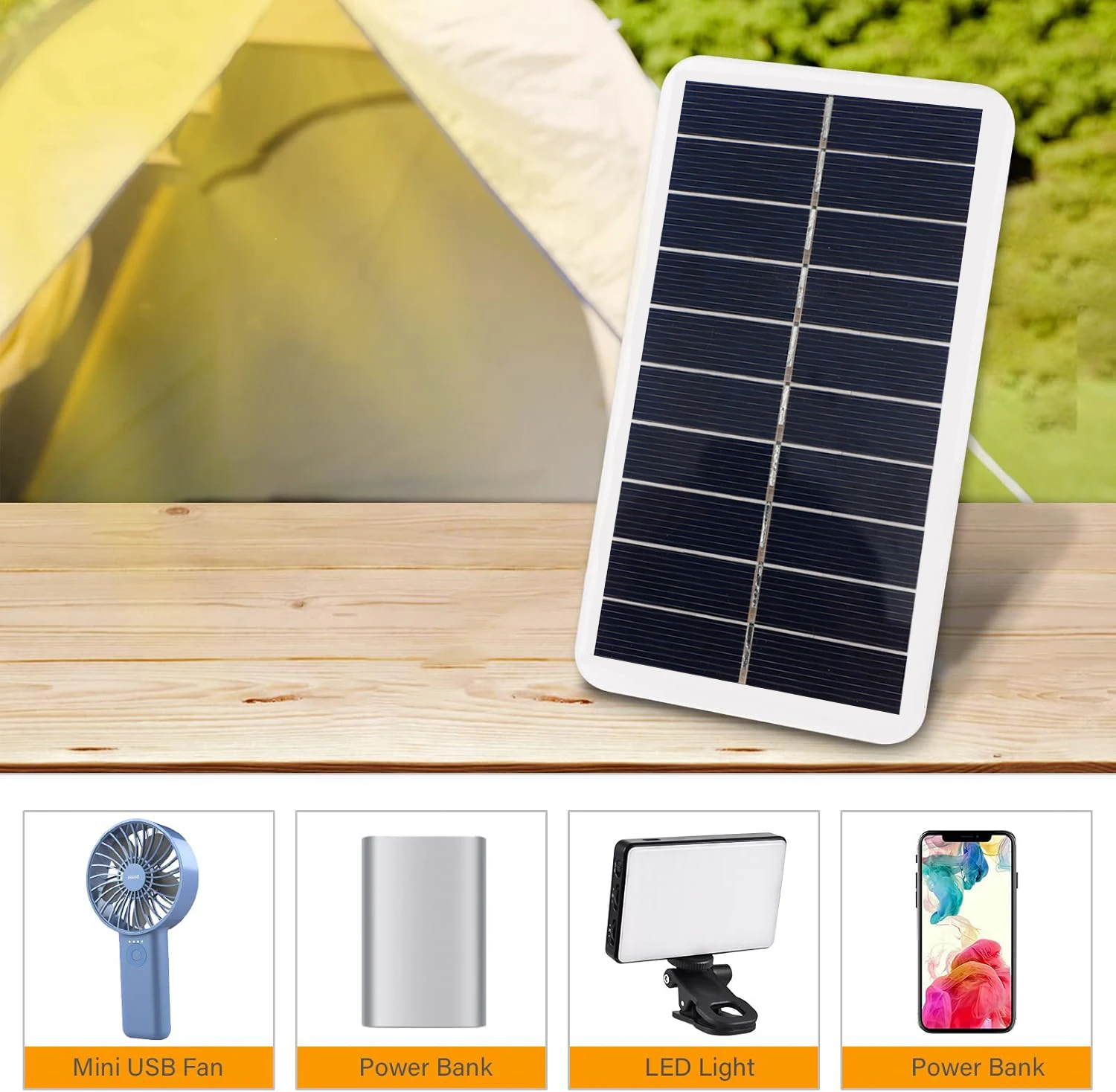Rechargeable LED Light Bulb, Battery Powered, E27, Touch Dimming, With Remote Control, Solar Panel, Suitable For Outdoor Camping_voghion.com