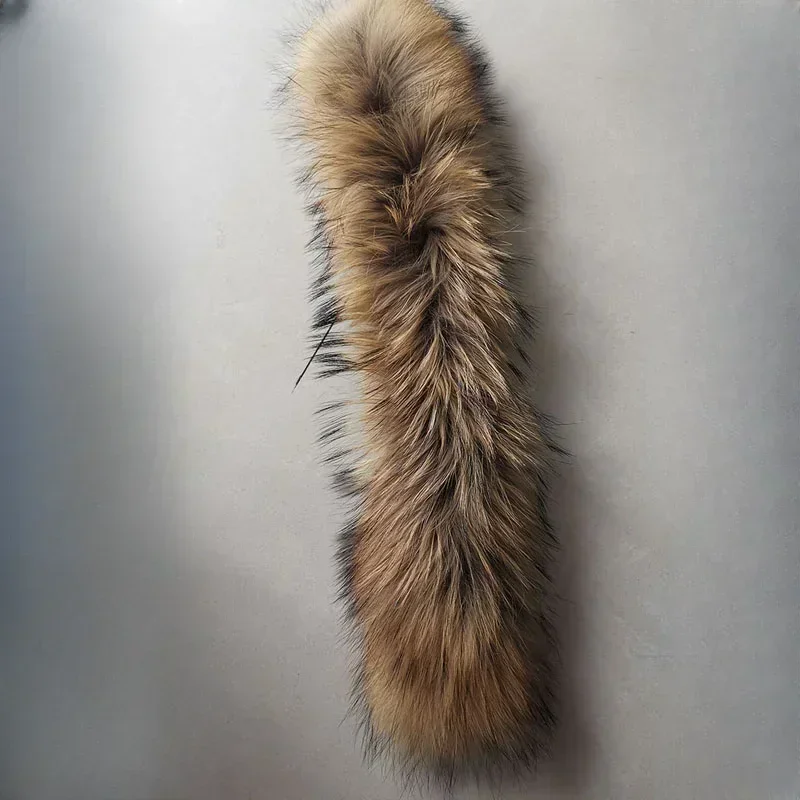 Children Real Raccoon Fur Collar Kids Winter Jacket's Hooded Decor Boys Girls Natural Fur Scarf 50cm/55cm/60cm/65cm 14cm Width children scarf raccoon fur scarf