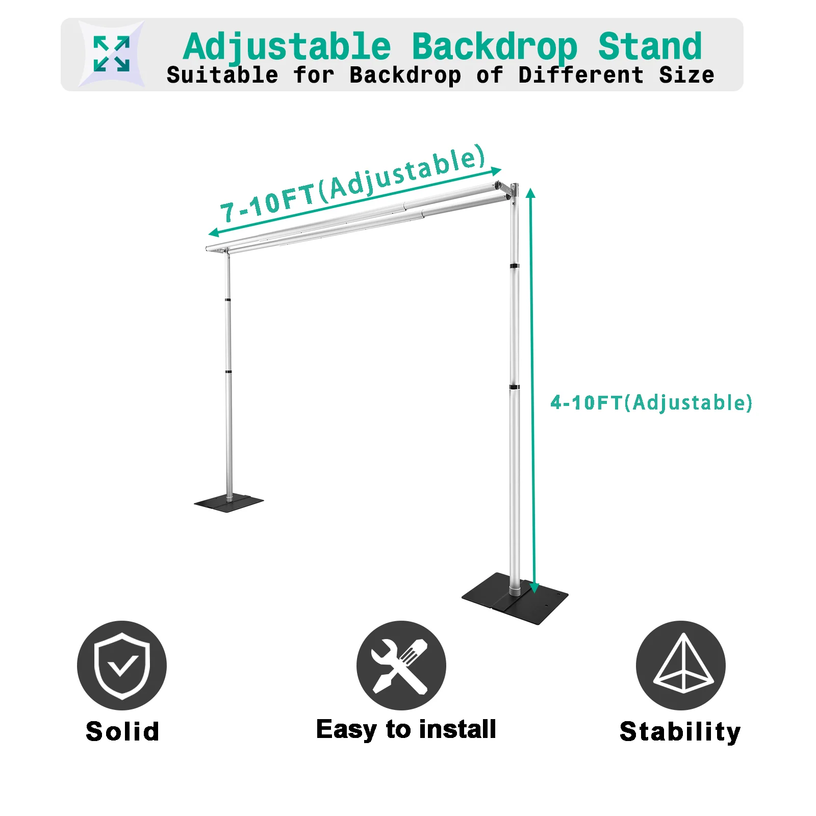 10x10FT Portable Double Crossbar Backdrop Stand,Heavy Duty Wedding Arch Frame,Flower Arch Pipe and Drape Stand for Wedding Decor
