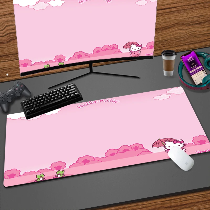 Kawaii Hello Kitty Gaming Pink Mouse Pad Office Accessories Anime Desk Mat Anti-skid Computer Offices Thicker Rubber Mouse Mats