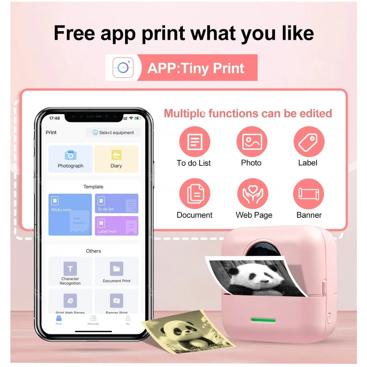 [Portable Thermal Printer] Portable Thermal Printer with Wireless, USB-Powered Mobile Printer with Thermal Printing Paper