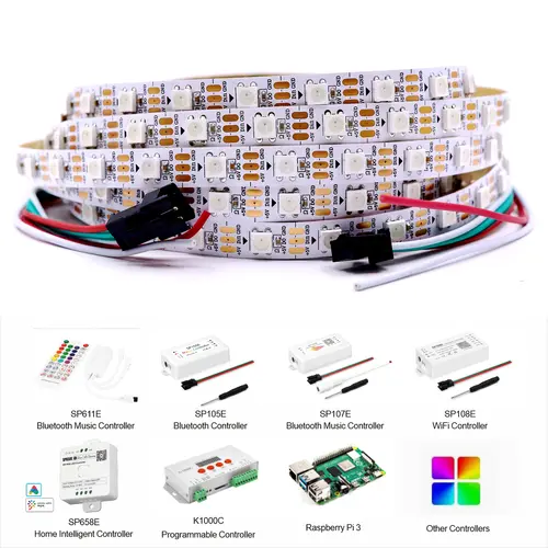 WS2812B  Led Strip 5v  30/60/74/96/144 Leds Smart RGB Pixel Strip Black/White PCB IP30/65/67 WS2811 IC Led Light 1m/2m/3m/4m/5m - Image 5