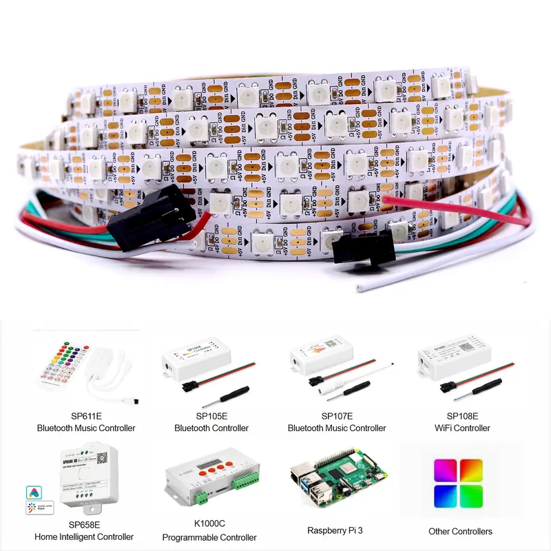 WS2812B  Led Strip 5v  30/60/74/96/144 Leds Smart RGB Pixel Strip Black/White PCB IP30/65/67 WS2811 IC Led Light 1m/2m/3m/4m/5m - Image 5
