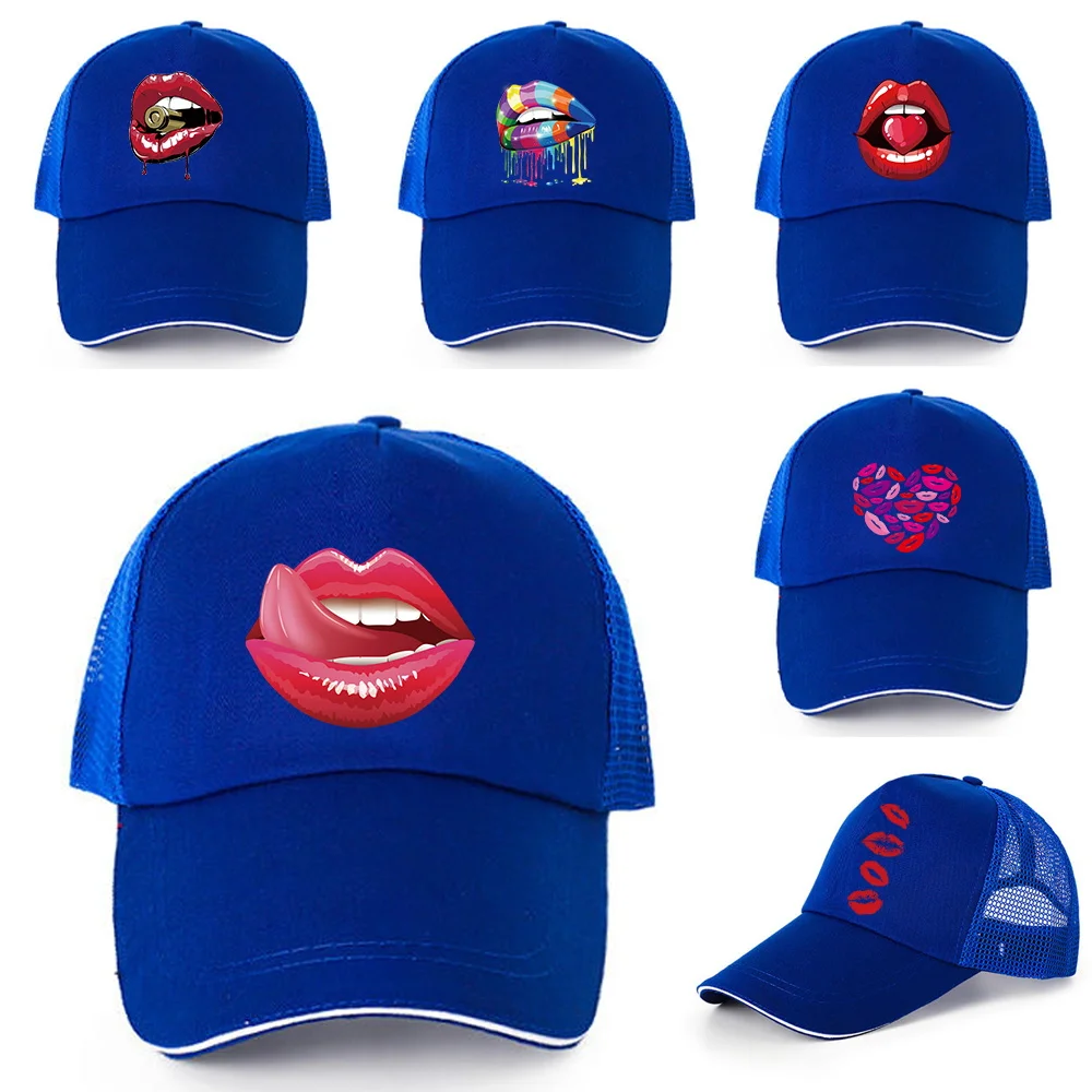 

Women Baseball Caps Quick Dry Snapback Cap Outdoor Golf Fishing Hats for Men Wreath Mouth Printing Breathable Sport Sun Hat