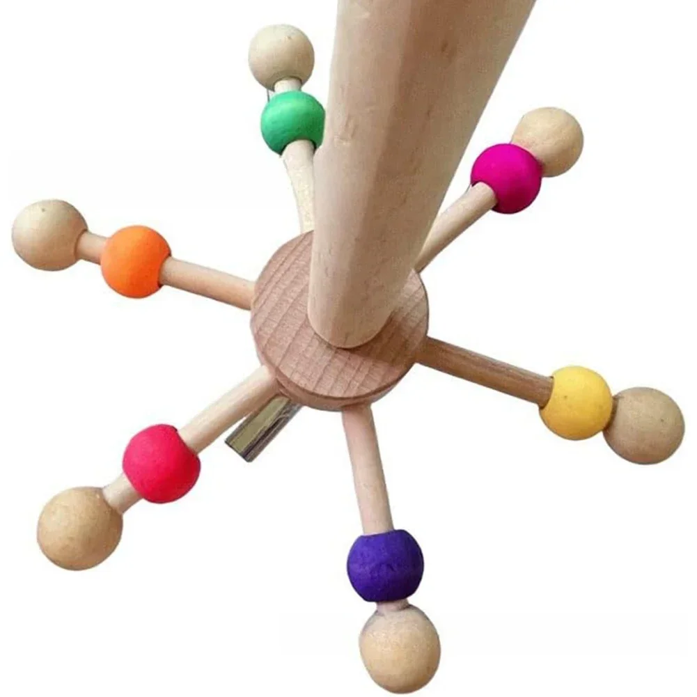 Birds Toy with Rotating Balls Wood Interactive Bird Stand Colorful Parrot Foraging Toy for Lovebirds Pet Products Supplies