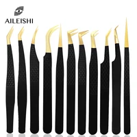 Eyelash Tweezer Black Stainless Steel Superhard Precision Anti-Static Tweezers Grafting Lashes Extension Supplies Makeup Tools 1