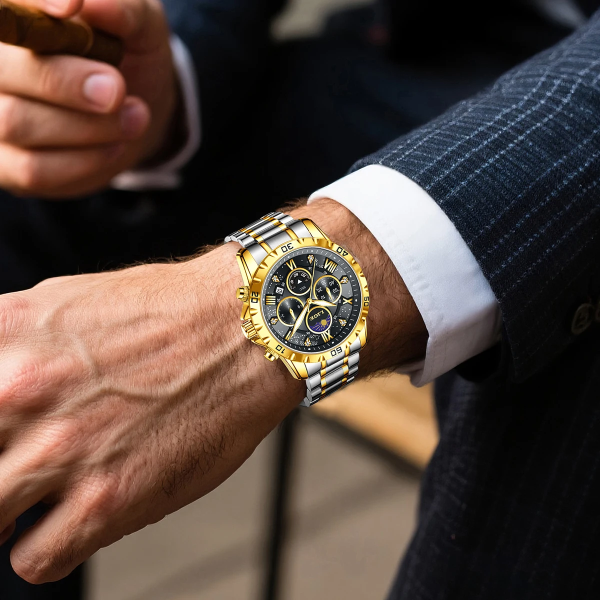 LIGE Luxury Stainless Steel Luminous Men's Chronograph Watch