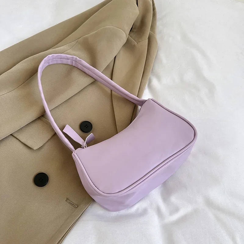 Borsa a tracolla semplice in ecopelle PU color caramella, borsa a mano capiente da portare sotto il braccio, ideale per donne e ragazze._voghion.com
