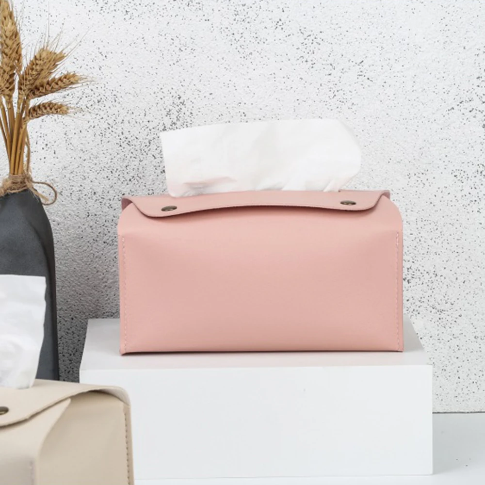 1 Household Pu Leather Tissue Box Desktop Decoration Suitable For Dining Room Living Room Kitchen Tissue Storage